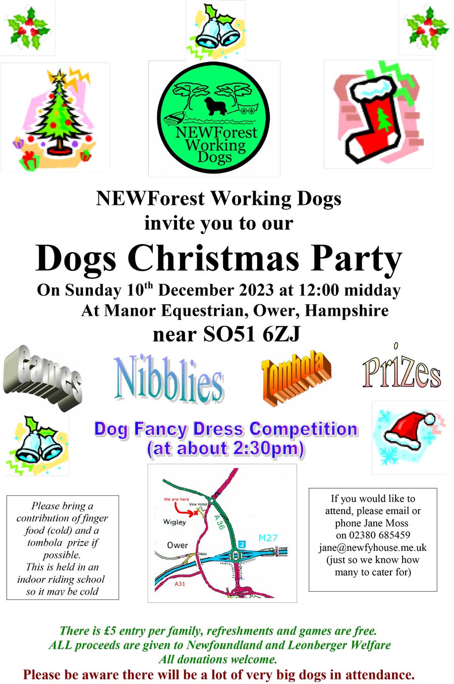 Poster for the 2023 New Forest Working Dogs Christmas Party